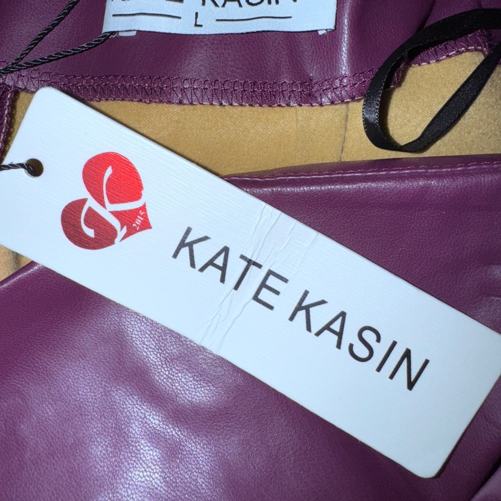 Kate Kasin Purple Leather Skirt
